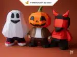 Papercraft citrouille 3D origami papier pour Halloween, weergave 9