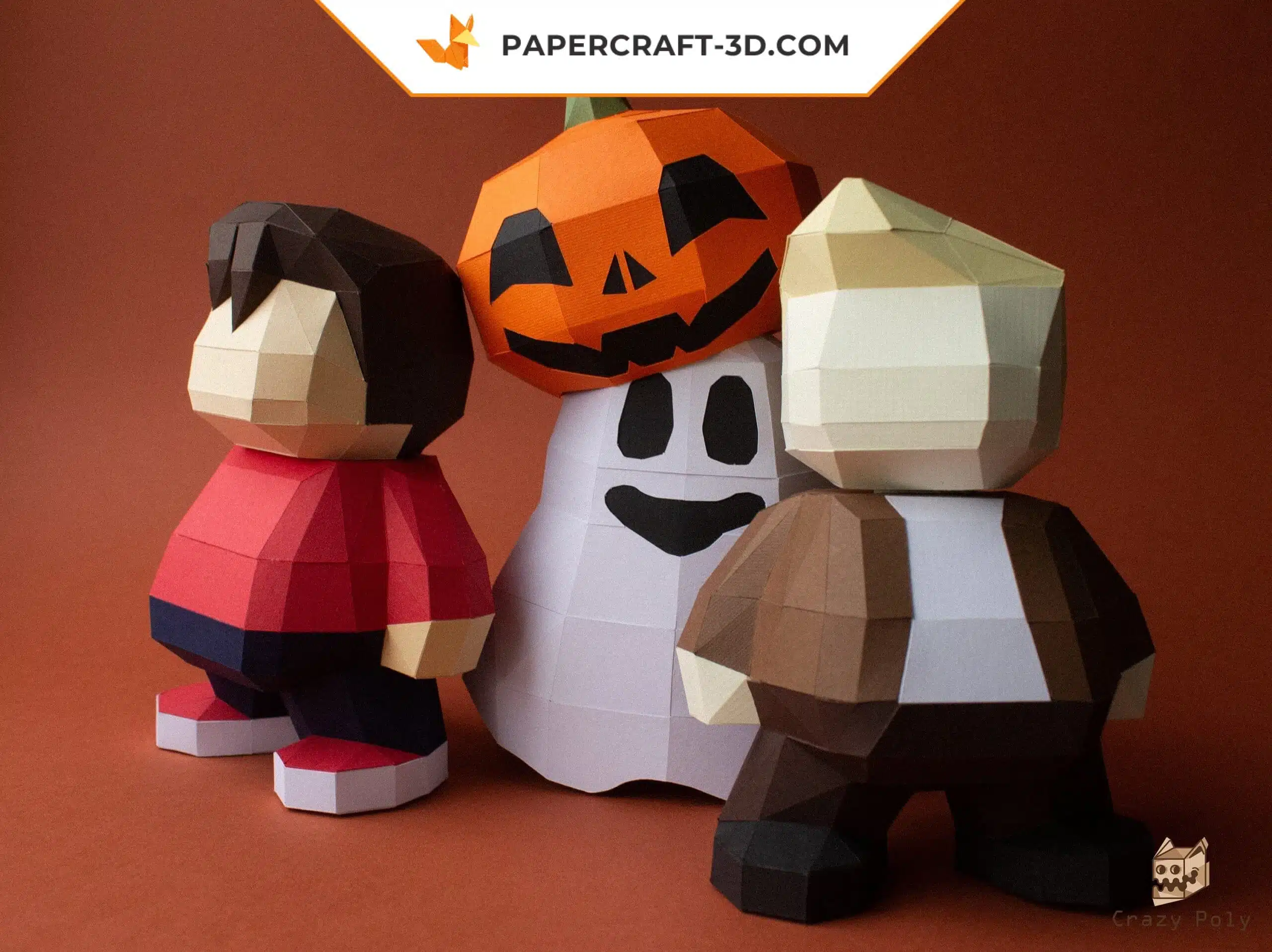 Papercraft citrouille 3D origami papier pour Halloween, weergave 10