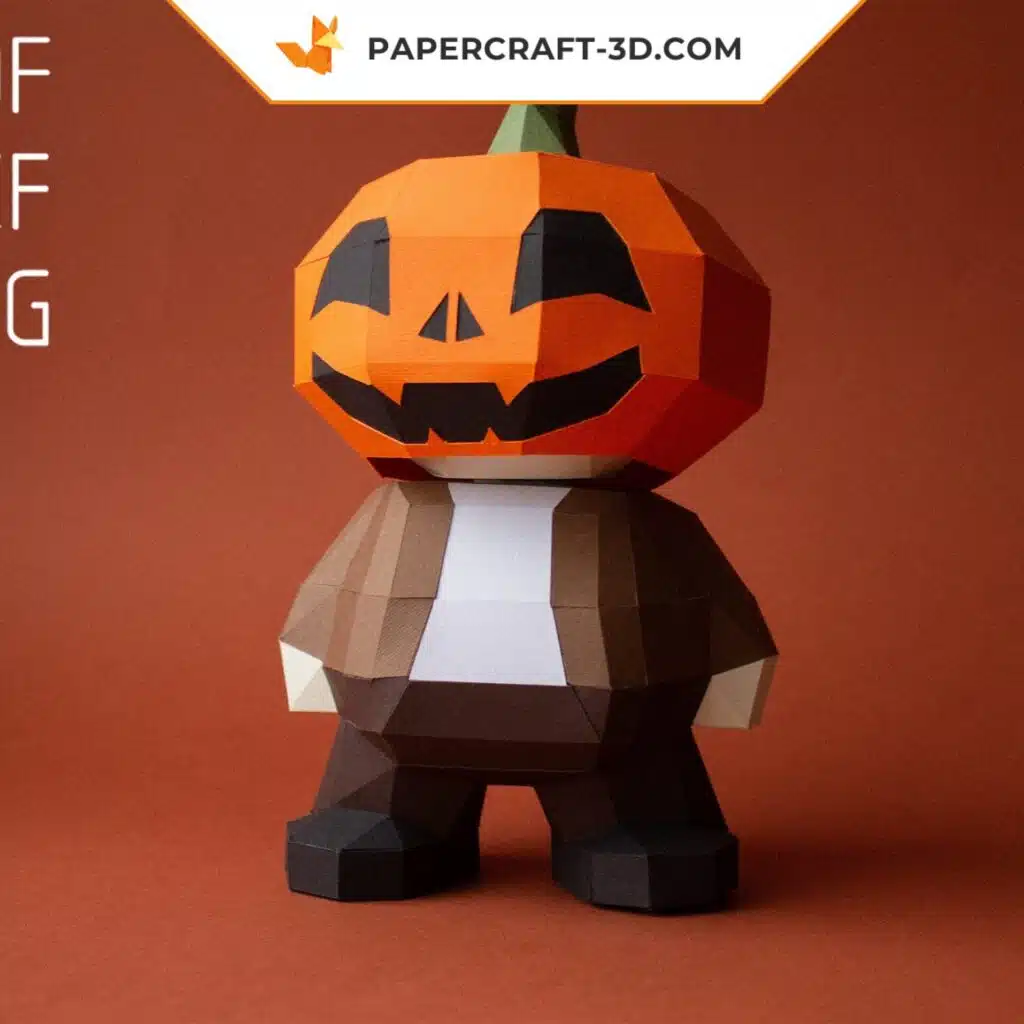 Papercraft personnage citrouille d'Halloween en origami 3D