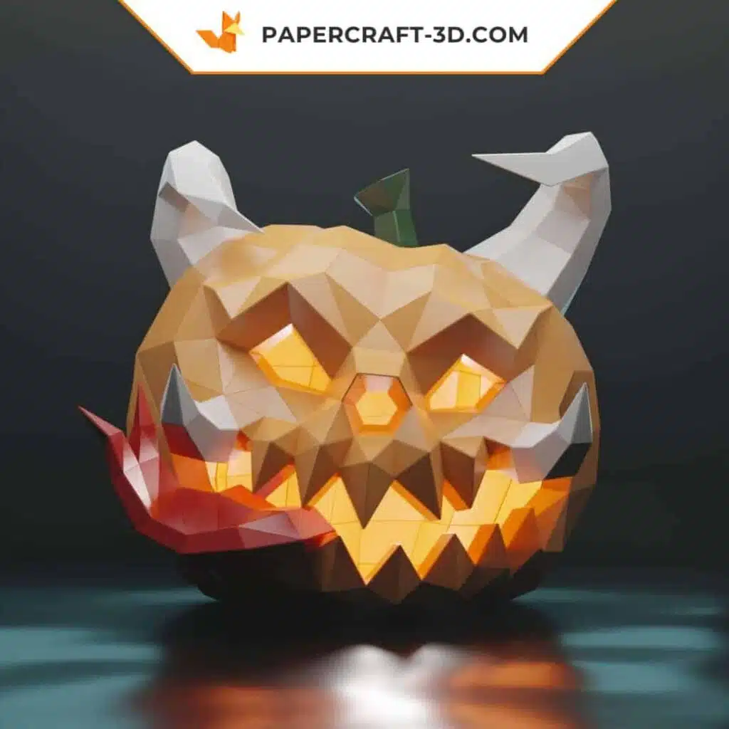 Papercraft calabaza Halloween luminosa en origami 3D