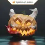 Papercraft citrouille avec cornes, défenses et langue en papier 3D pour décoration Halloween