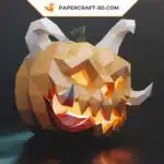 Papercraft citrouille avec cornes, défenses et langue en papier 3D pour décoration Halloween, weergave 4