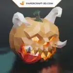 Papercraft citrouille avec cornes, défenses et langue en papier 3D pour décoration Halloween, weergave 5