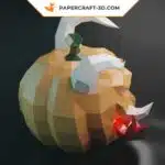 Papercraft citrouille avec cornes, défenses et langue en papier 3D pour décoration Halloween, weergave 6