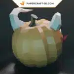 Papercraft citrouille avec cornes, défenses et langue en papier 3D pour décoration Halloween, weergave 7