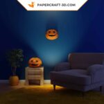 Papercraft pumpkin for Halloween in 3D origami