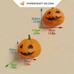 Papercraft pumpkin for Halloween in 3D origami