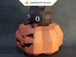 Papercraft de calabaza y gato de Halloween en origami 3D