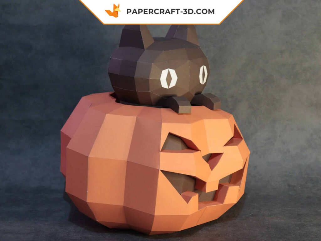 Halloween Pumpkin and Cat 3D Origami Papercraft