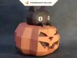 Papercraft de calabaza y gato de Halloween en origami 3D