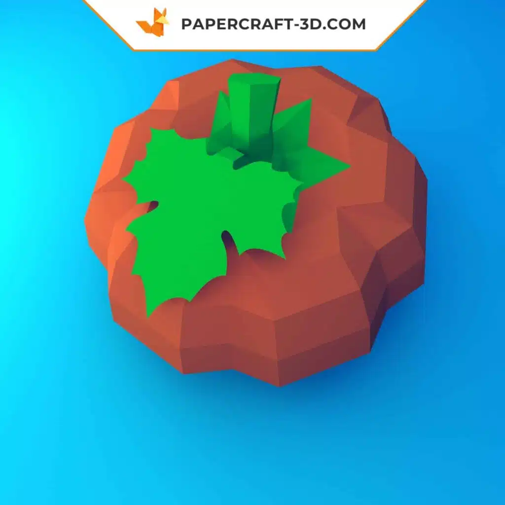Papercraft citrouille Halloween, origami papier 3D DIY, weergave 2