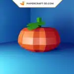 Papercraft citrouille Halloween, origami papier 3D DIY, weergave 4