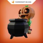 Papercraft abóbora doce para Halloween em origami 3D