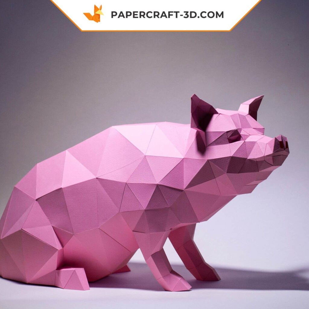 Papercraft pig in origami