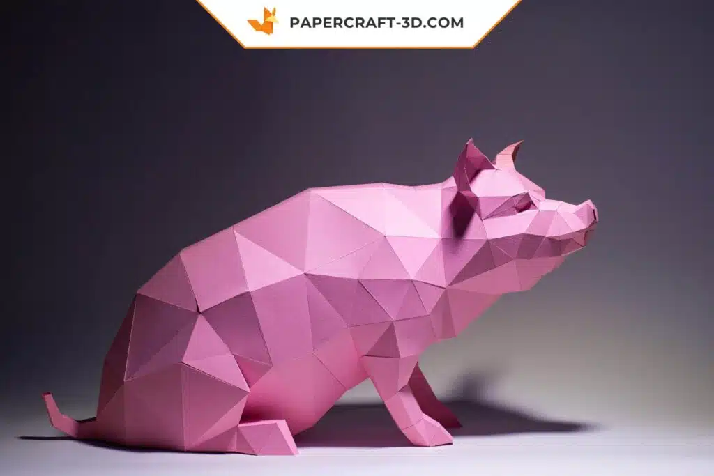 Papercraft de cochon en origami