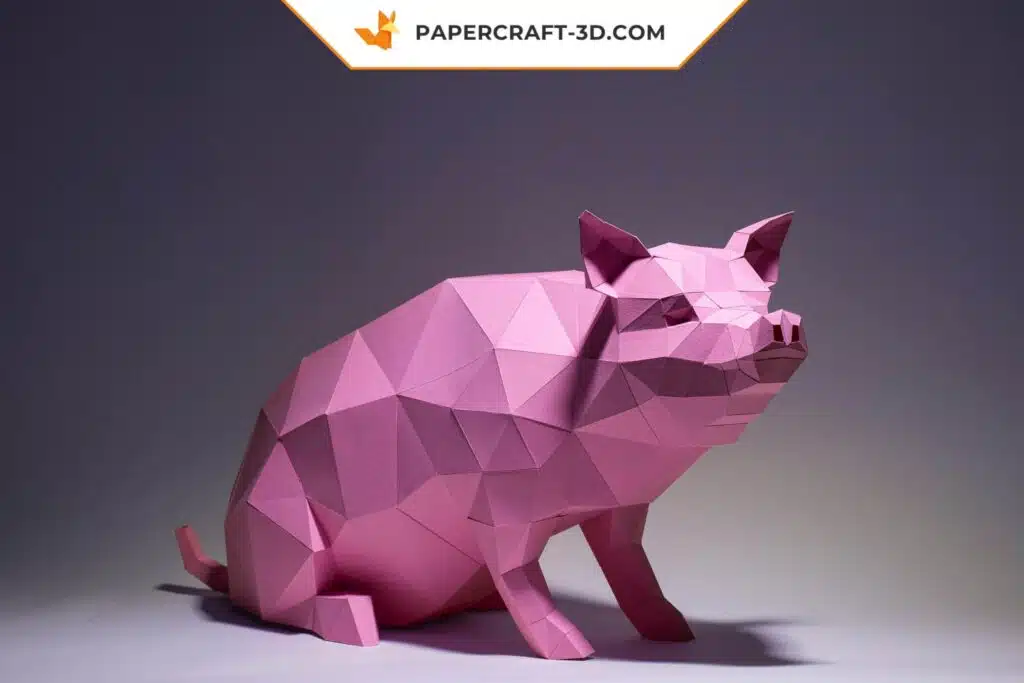 Papercraft de cochon en origami