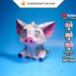 Papercraft de cochon assis en origami 3D