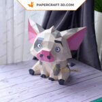 Papercraft de cochon assis en origami 3D