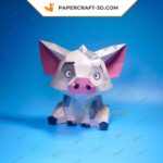 Papercraft de cochon assis en origami 3D