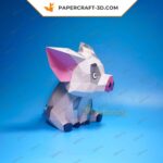 Papercraft de cochon assis en origami 3D