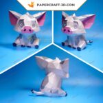 Papercraft de cochon assis en origami 3D