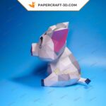 Papercraft de cochon assis en origami 3D