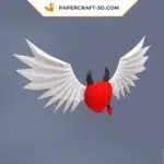 Papercraft coeur ailé origami papier 3D, vue 2