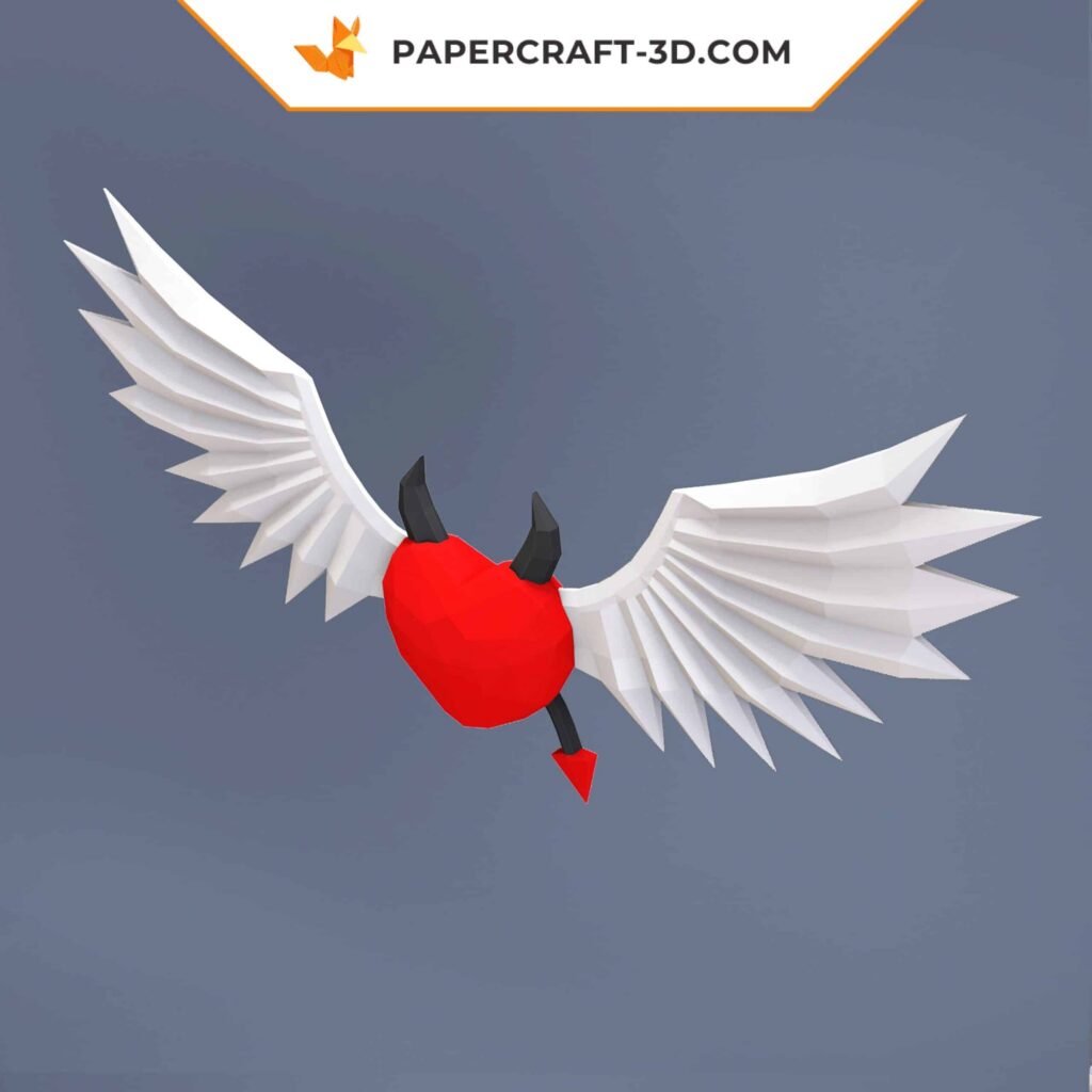 Papercraft coração alado em origami