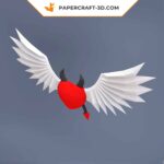 Papercraft geflügeltes Herz in Origami