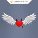 Papercraft geflügeltes Herz in Origami