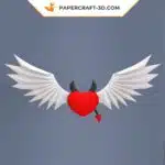Papercraft coeur ailé origami papier 3D, vue 5
