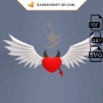 Papercraft coração alado em origami