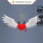 Papercraft coeur ailé origami papier 3D, vue 8