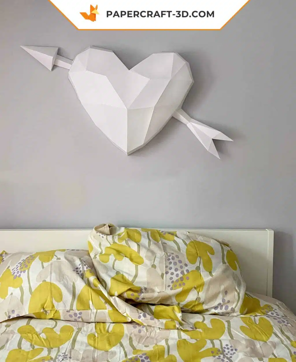 Papercraft de cœur Cupidon mural en origami 3D