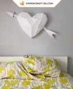 Papercraft de cœur Cupidon mural en origami 3D