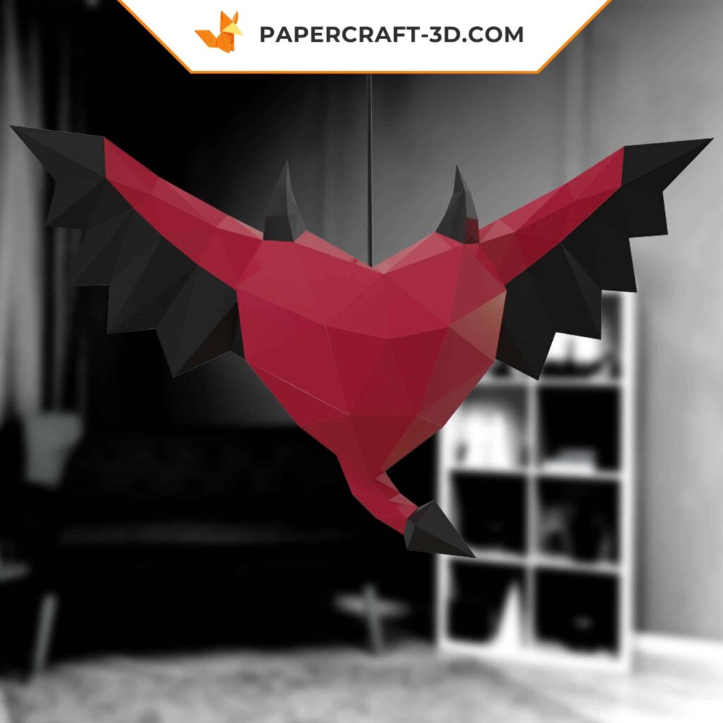 Papercraft evil heart in 3D origami