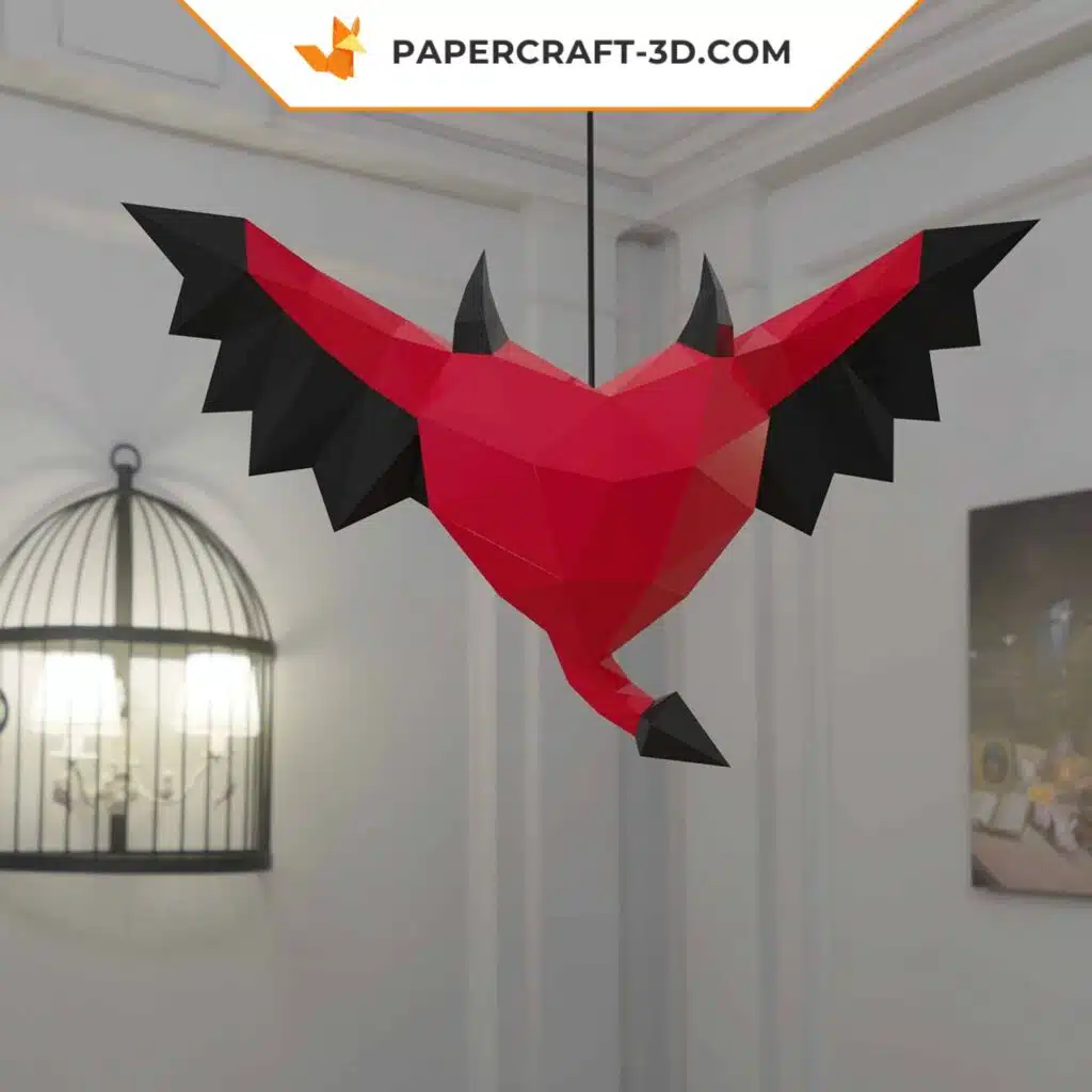 Papercraft Coeur Maléfique en origami 3D