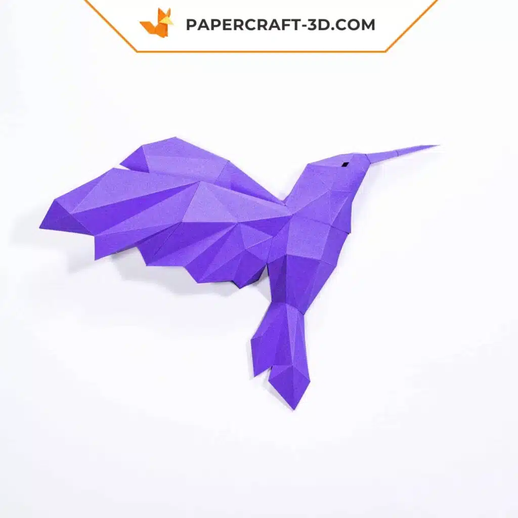 Papercraft de colibri en origami 3D