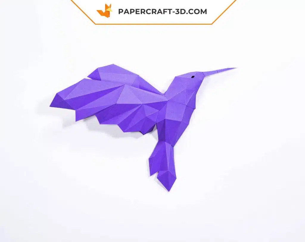 Papercraft Colibri en origami papier 3D à télécharger, weergave 2