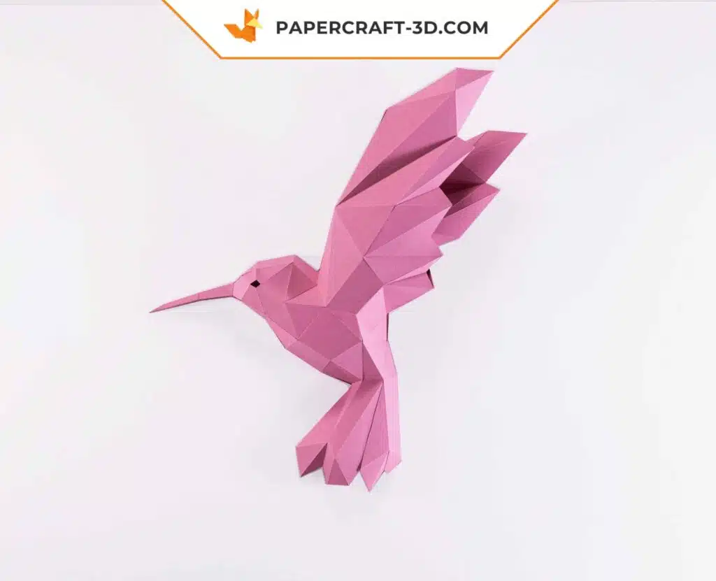 Papercraft Colibri en origami papier 3D à télécharger, weergave 3