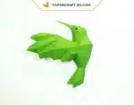 Papercraft Colibri en origami papier 3D à télécharger, weergave 4