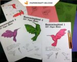 Papercraft eines Kolibris im 3D-Origami