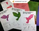 Papercraft Colibri en origami papier 3D à télécharger, weergave 5