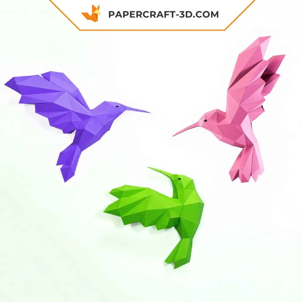 Papercraft de colibri en origami 3D Papercraft de colibri en origami 3D