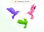 Papercraft Colibri en origami papier 3D à télécharger