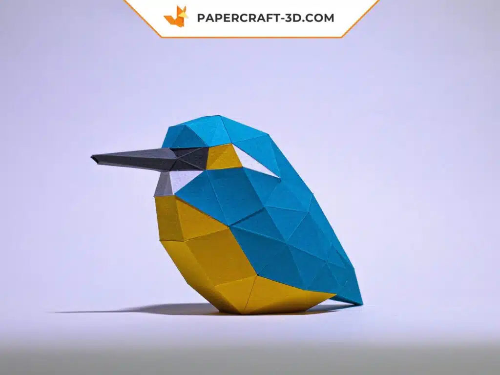 Papercraft Colibri minimaliste en origami papier 3D, weergave 2
