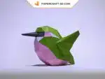 Papercraft Colibri minimaliste en origami papier 3D, weergave 3
