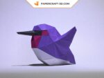 Papercraft of minimalist hummingbird in 3D origami