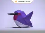 Papercraft Colibri minimaliste en origami papier 3D, weergave 4