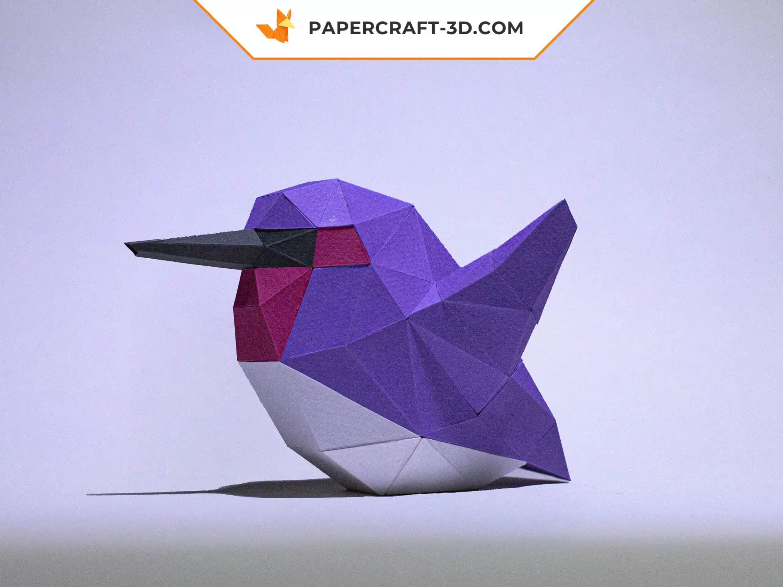 Papercraft Colibri minimaliste en origami papier 3D, weergave 4